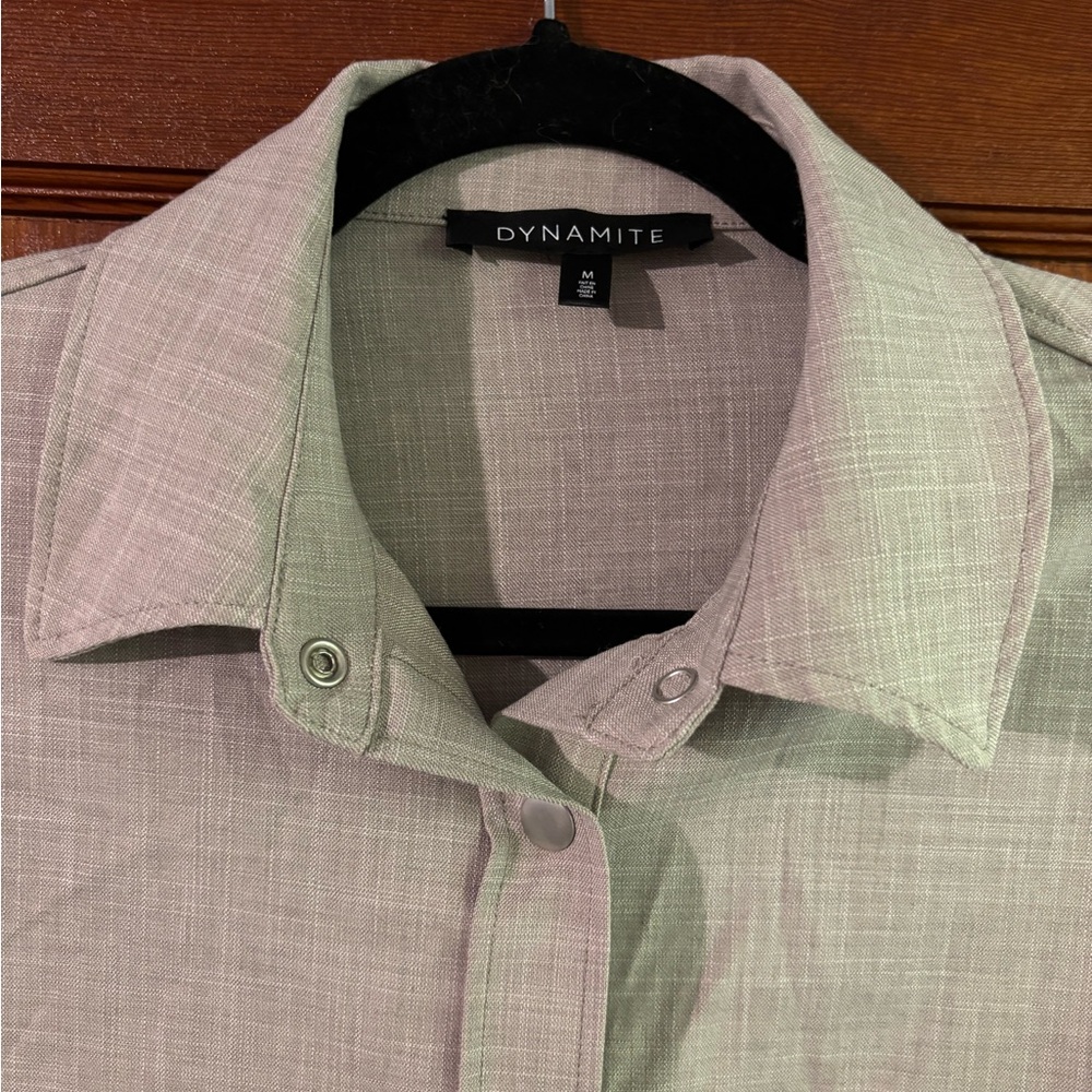 Dynamite Light Gray Button-Up Shirt - Picture 2 of 7